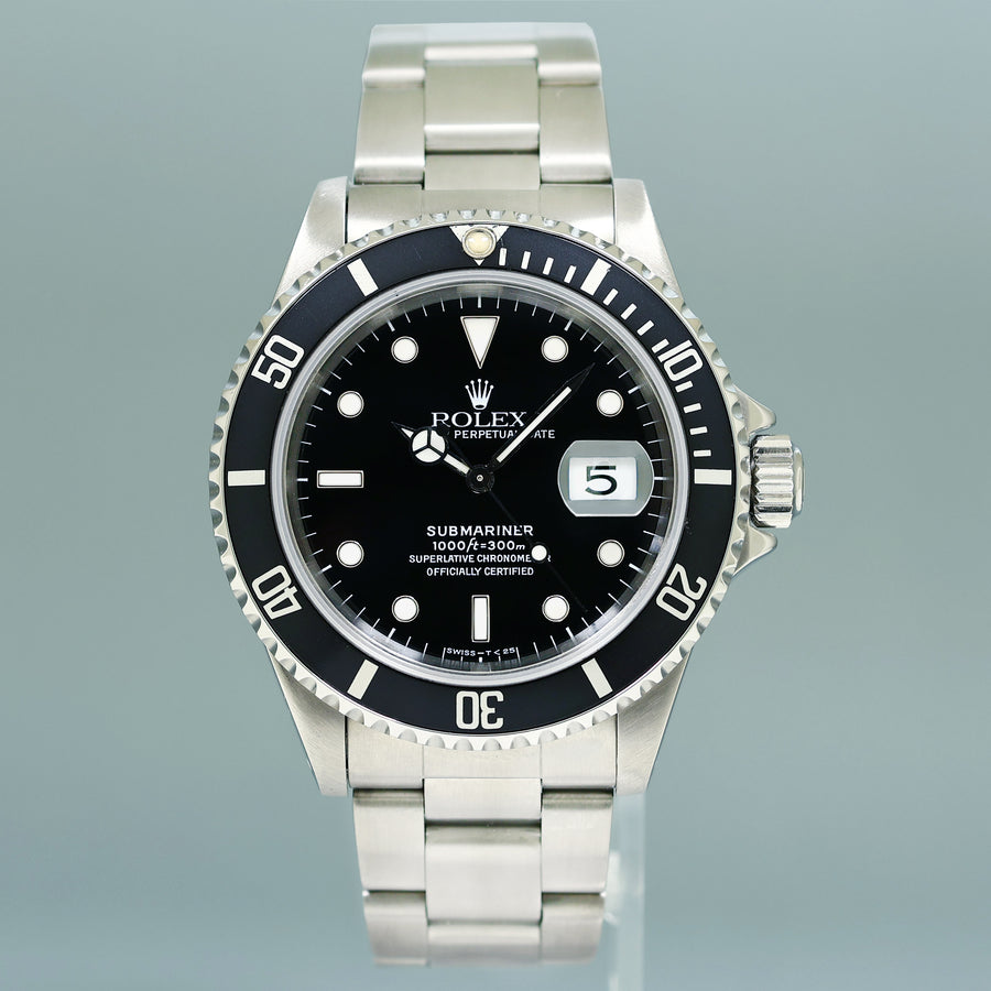 1997 RSC PAPERS MINT Rolex Submariner Date Tritium 16610 Steel Black 40mm Oyster Watch Box