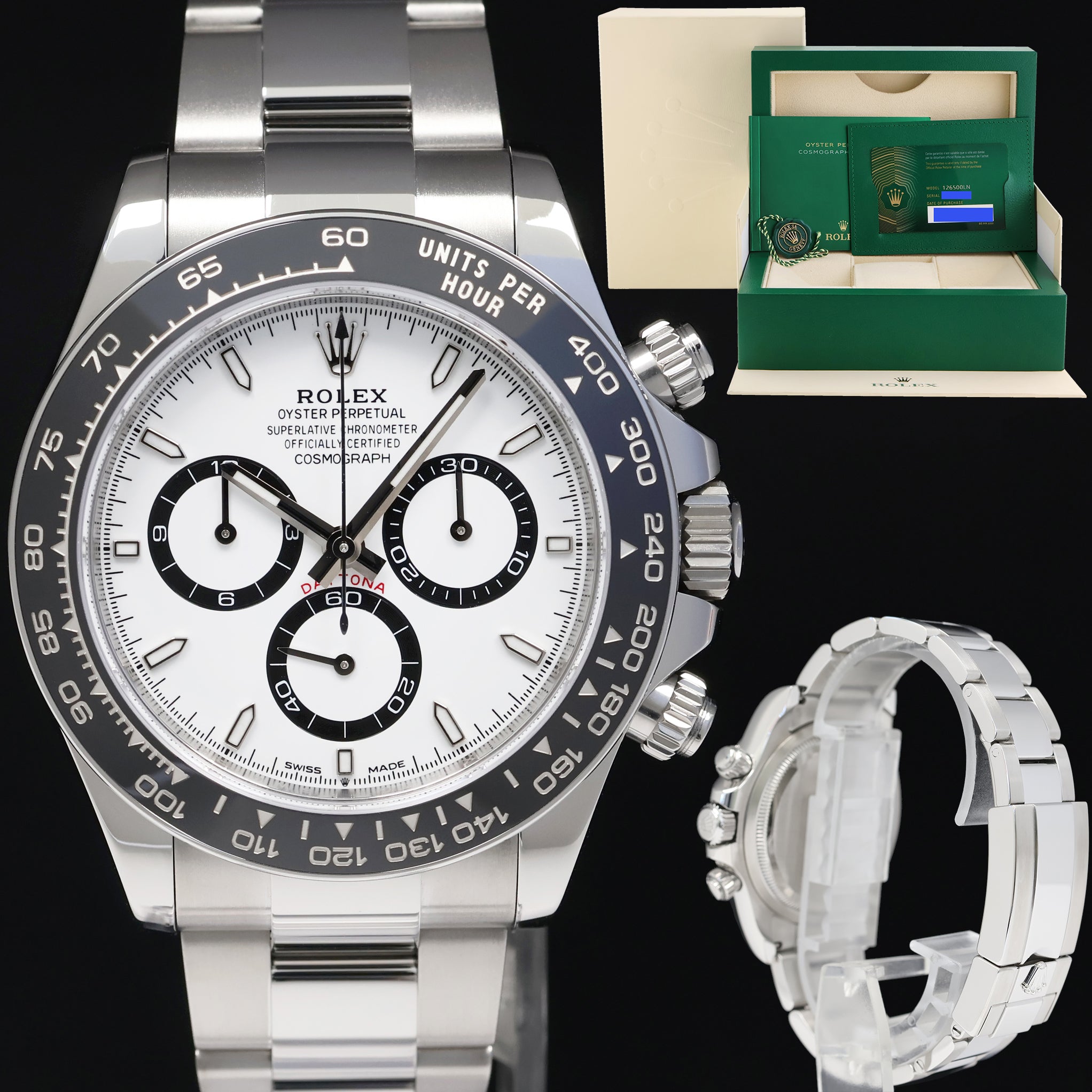 AUGUST NEW 2025  PAPERS Rolex Daytona 126500LN White Panda Ceramic Steel Watch Box