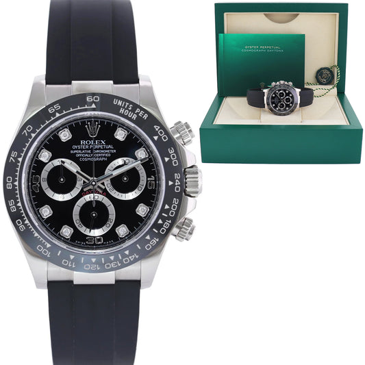 2022 MINT Rolex Daytona Oysterflex 116519LN White Gold Ceramic Diamond Watch Box