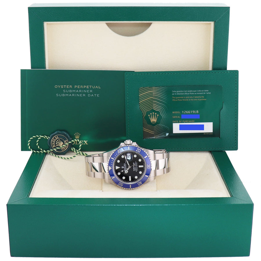 2021 NEW PAPERS Rolex Submariner Blue Smurf 126619 White Gold Watch Box