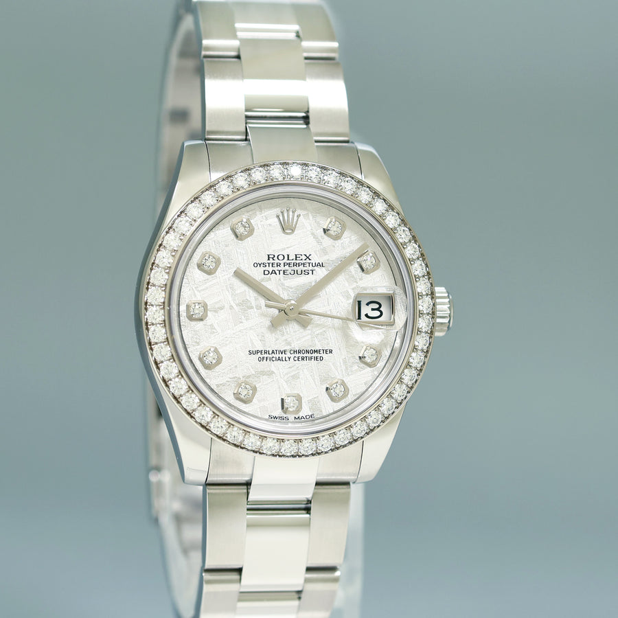 2020 NEW PAPERS Ladies 178384 Rolex DateJust 31mm Meteorite Diamond Gold Watch