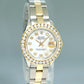 Diamond Ladies Rolex DateJust 26mm 6917 Two Tone Gold Steel Mother of Pearl Watch