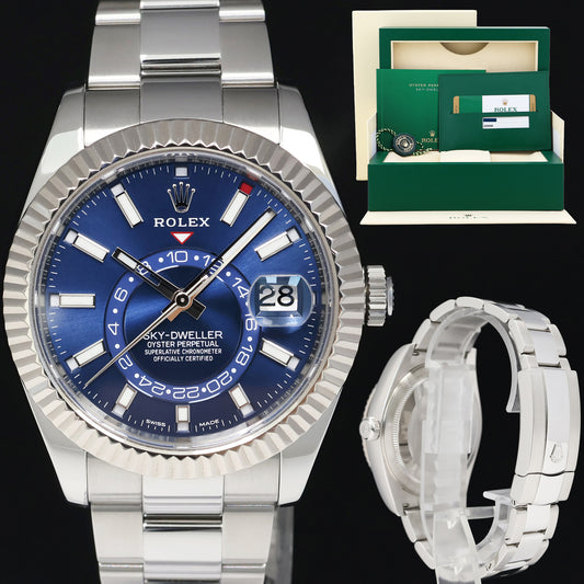 2018 MINT PAPERS Rolex Sky-Dweller Stainless White Gold Blue 326934 42mm Watch Box