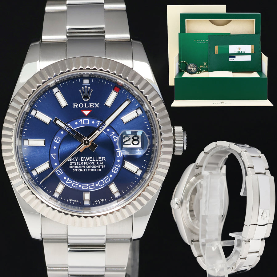 2018 MINT PAPERS Rolex Sky-Dweller Stainless White Gold Blue 326934 42mm Watch Box