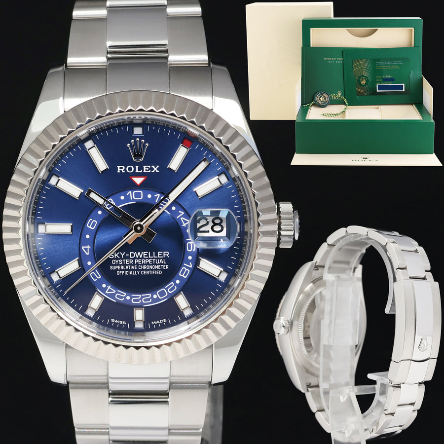 2023 NEW PAPERS Rolex Sky-Dweller Stainless White Gold Blue 326934 42mm Watch Box