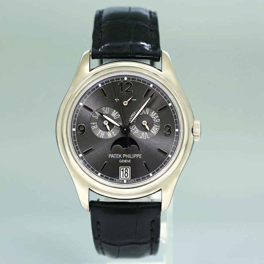 MINT Patek Philippe 5146G White Gold Annual Calendar Grey 39mm Moon Watch Box