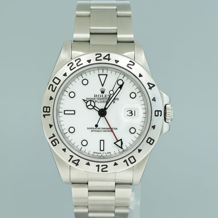 1998 MINT Rolex Explorer II White 16570 40mm Tritium Polar GMT Watch Box