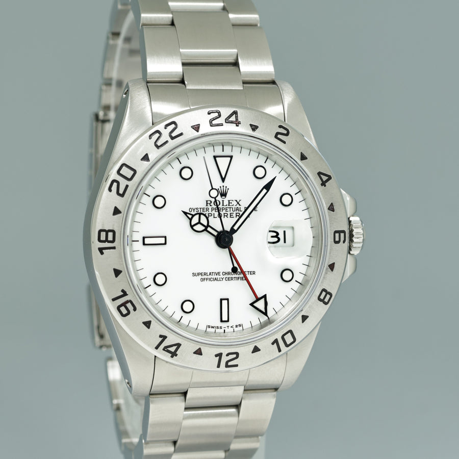 1998 MINT Rolex Explorer II White 16570 40mm Tritium Polar GMT Watch Box