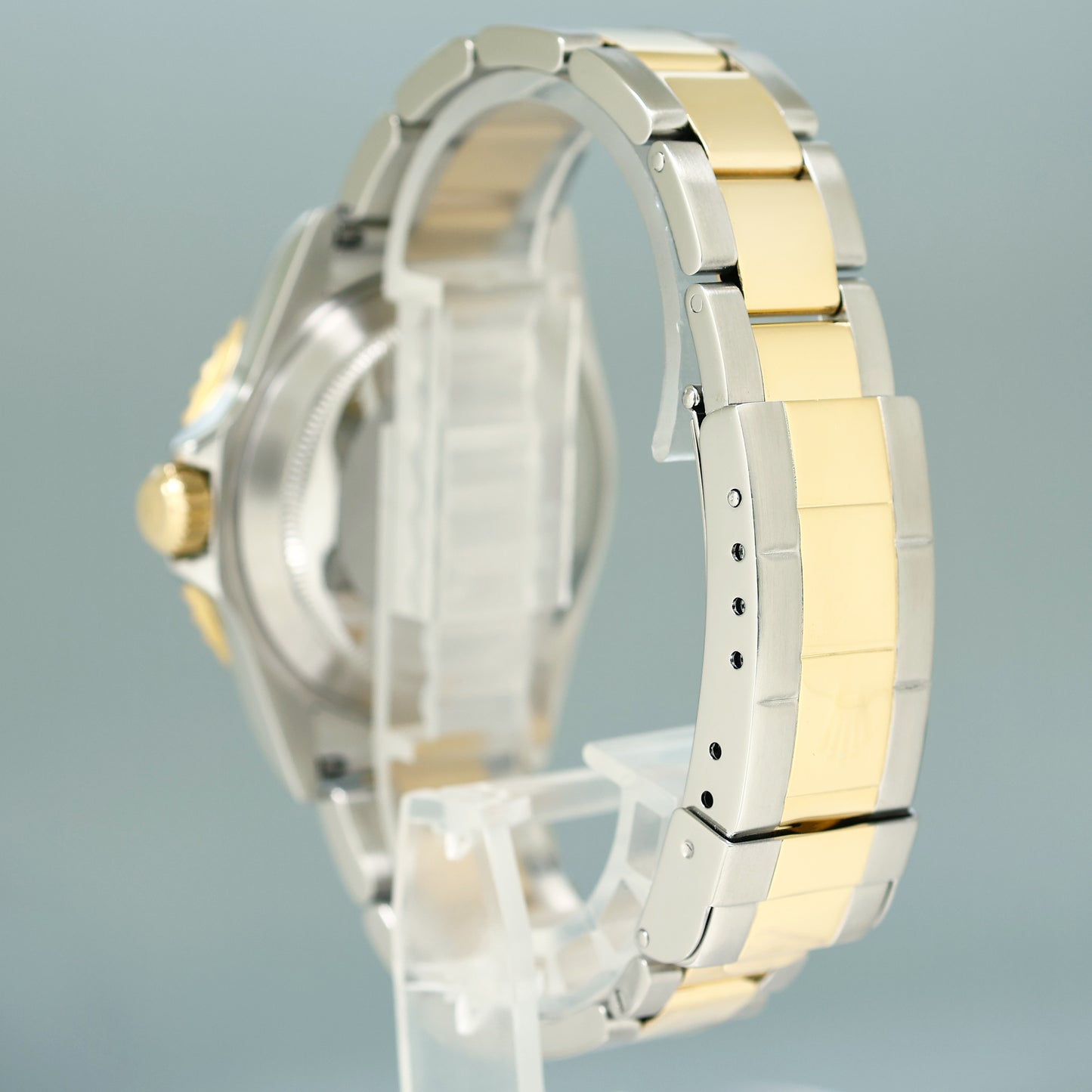 MINT 2008 Rolex Gold Buckle Rolex Submariner 16613 Two Tone Blue Serti Diamond Watch