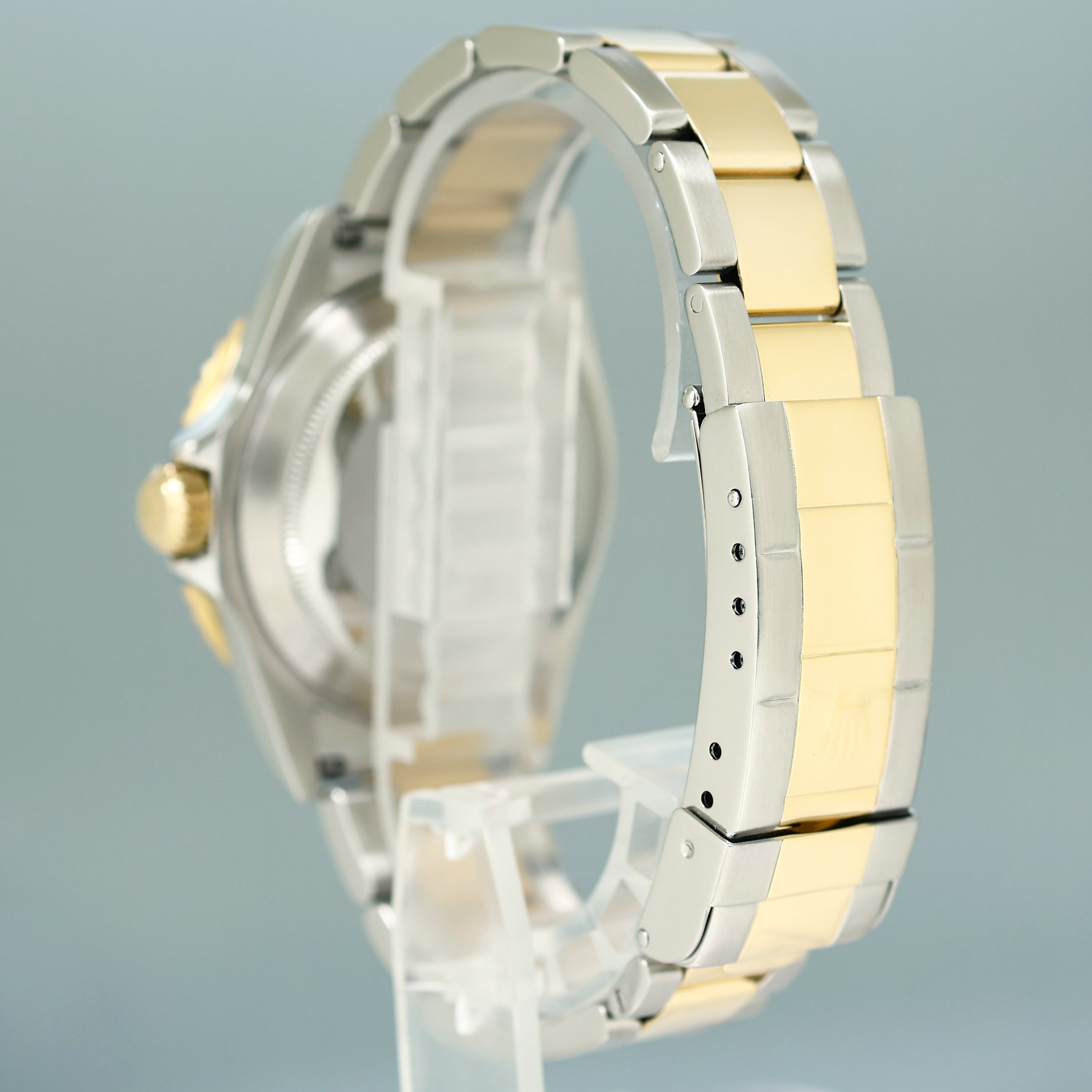 MINT 2008 Rolex Gold Buckle Rolex Submariner 16613 Two Tone Blue Serti Diamond Watch