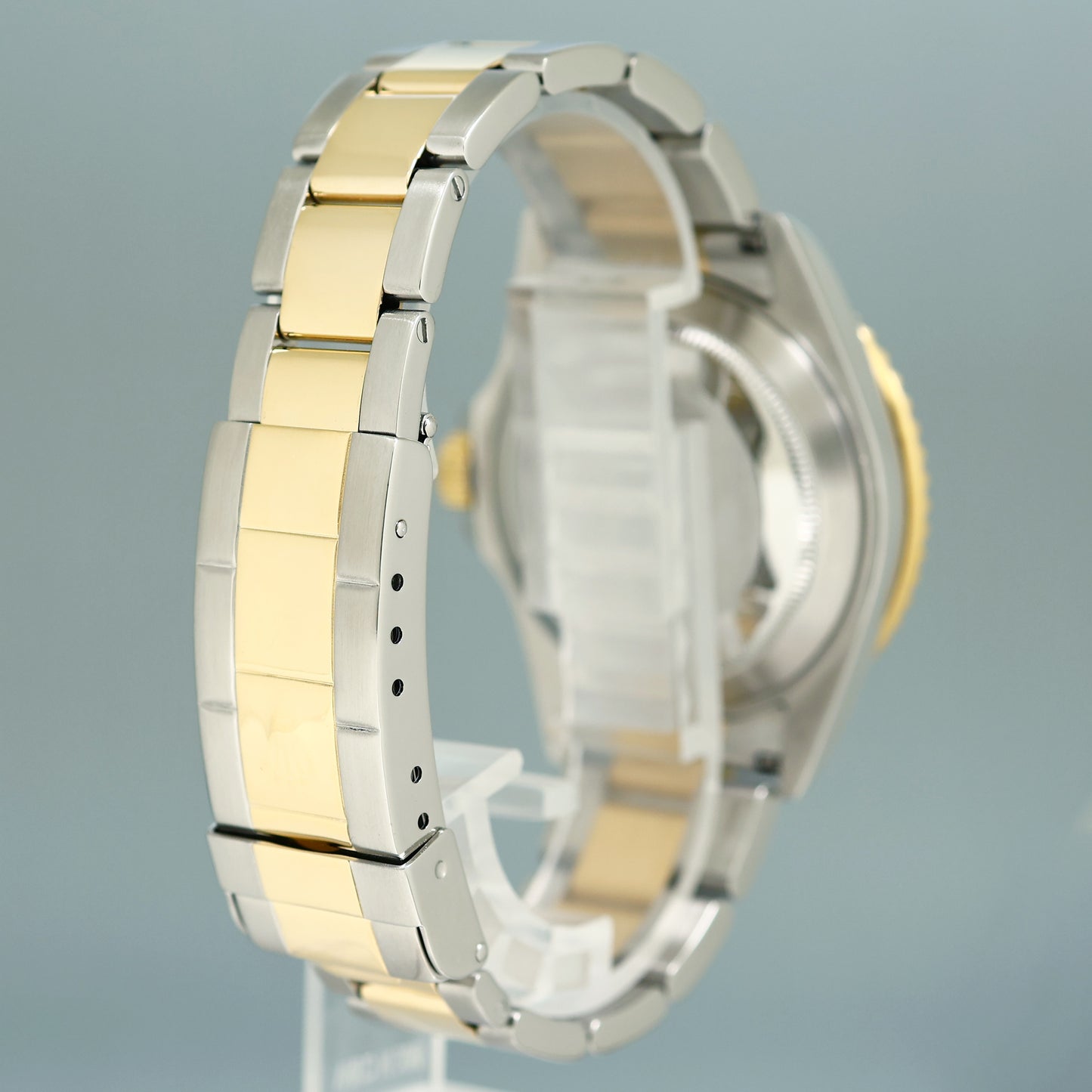MINT 2008 Rolex Gold Buckle Rolex Submariner 16613 Two Tone Blue Serti Diamond Watch