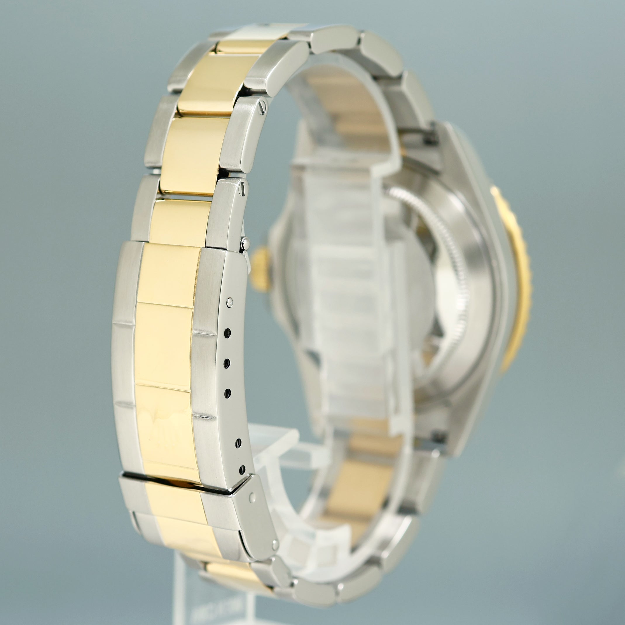 MINT 2008 Rolex Gold Buckle Rolex Submariner 16613 Two Tone Blue Serti Diamond Watch
