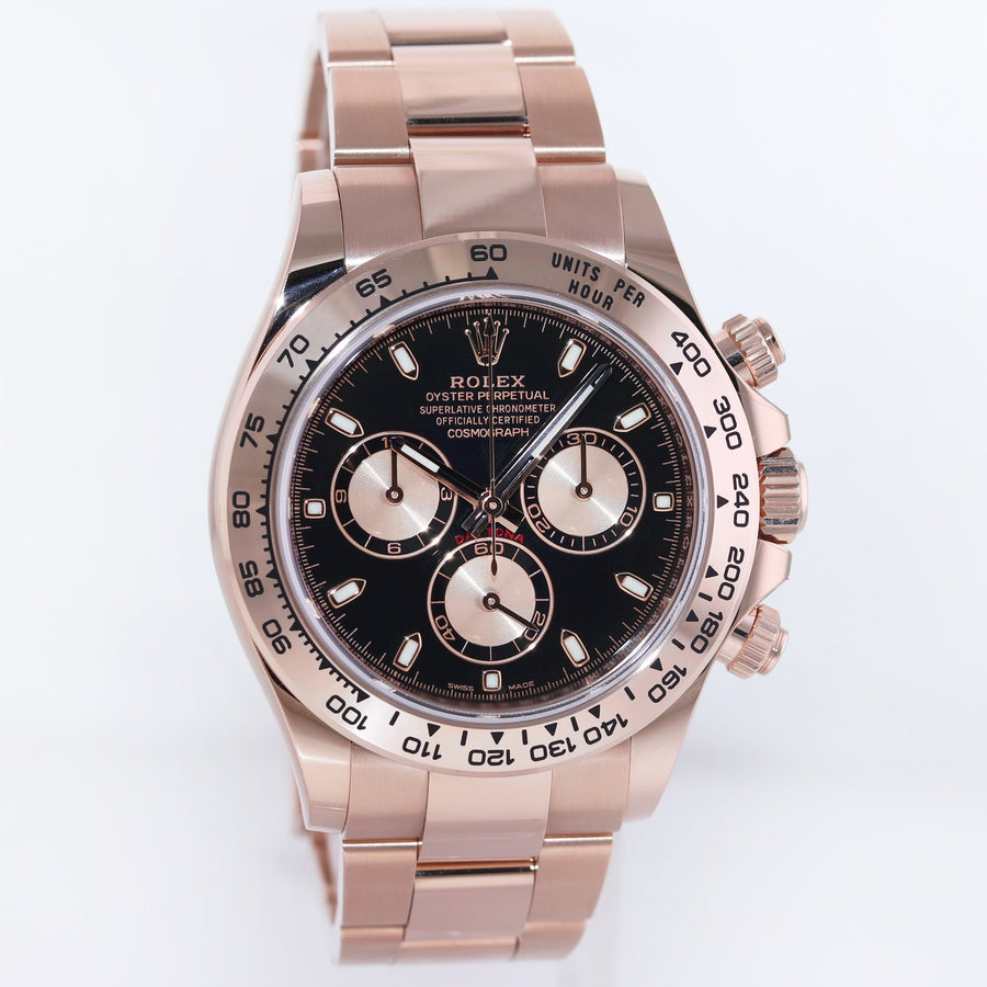 2022 MINT Rolex Daytona 40m Cosmograph Rose Gold Black 116505 Chrono Watch Box