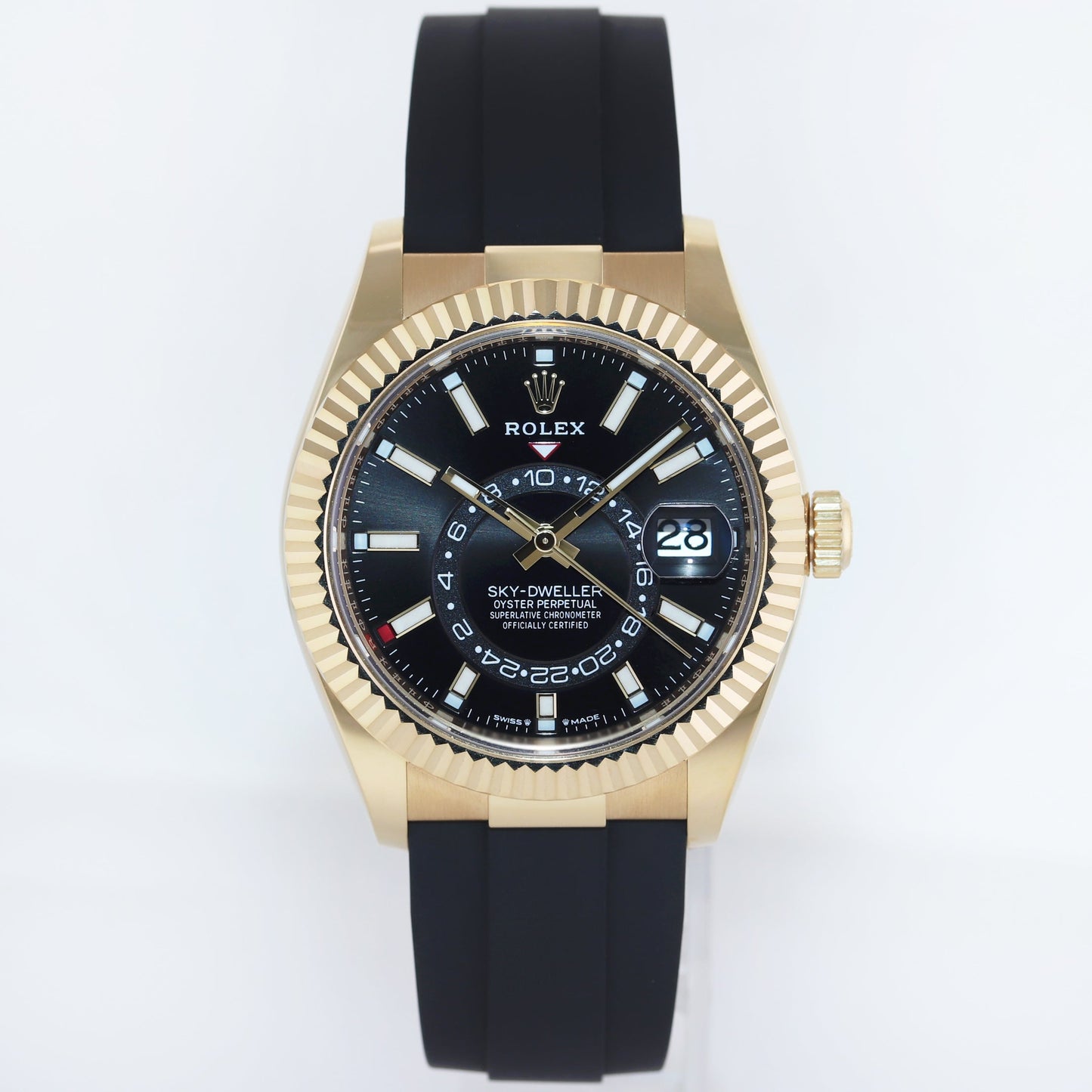 2024 NEW PAPERS Rolex Sky-Dweller Yellow Gold Black Oysterflex 336238 Watch Box