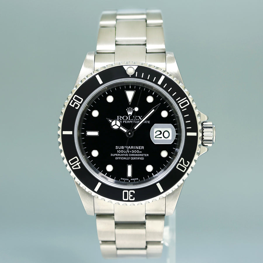 2002 PAPERS Rolex Submariner Date 16610 Steel Pre-Ceramic Black 40mm Watch Box