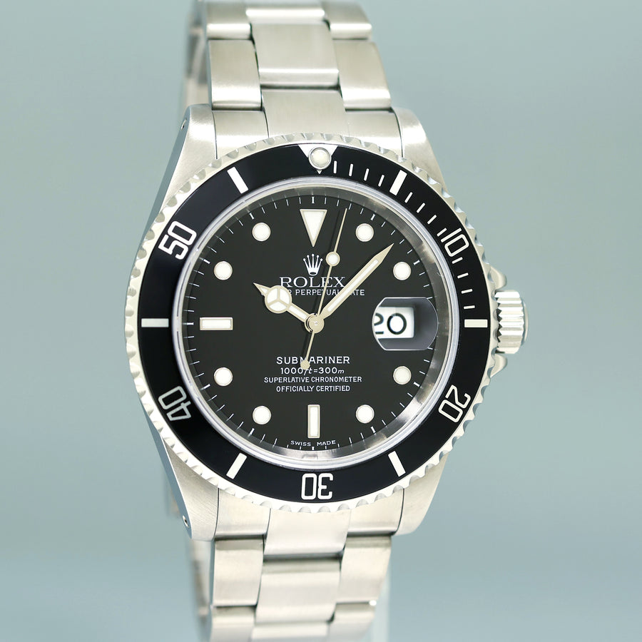 2002 PAPERS Rolex Submariner Date 16610 Steel Pre-Ceramic Black 40mm Watch Box