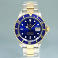 MINT 2004 Rolex Submariner 16613 LB Gold Steel Two Tone Gold 40mm Sunburst Blue Watch