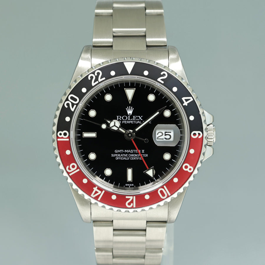 1999 Rolex GMT-Master II 2 Coke Red Steel 16710 40mm Watch Box