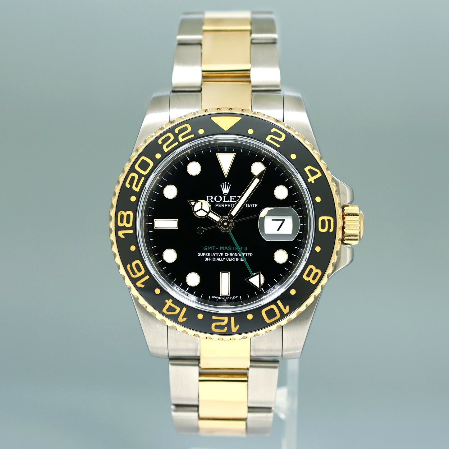 2014 RSC Papers 116713 Rolex GMT-Master II 2 Ceramic Black Two Tone Steel Gold Watch