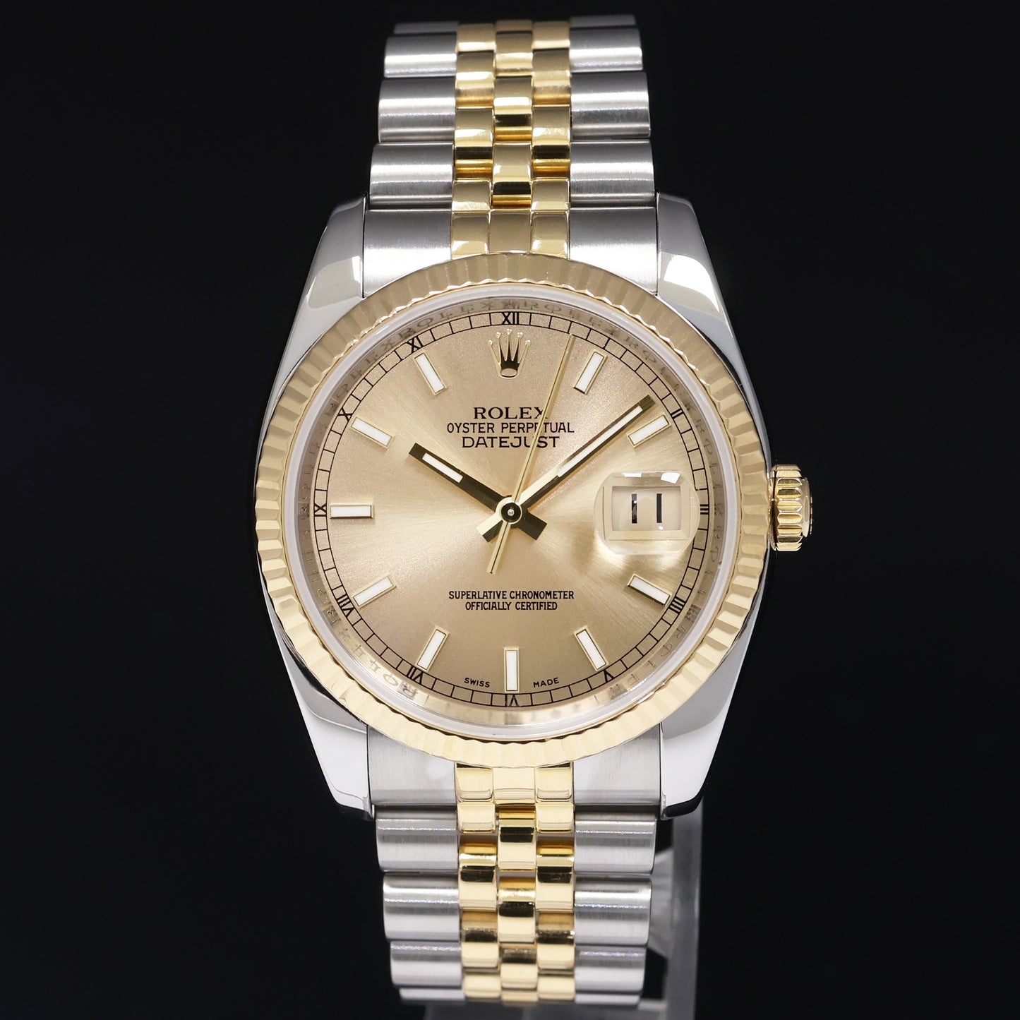 2015 MINT Rolex DateJust Jubilee Two Tone Gold Champagne 116233 Watch Box