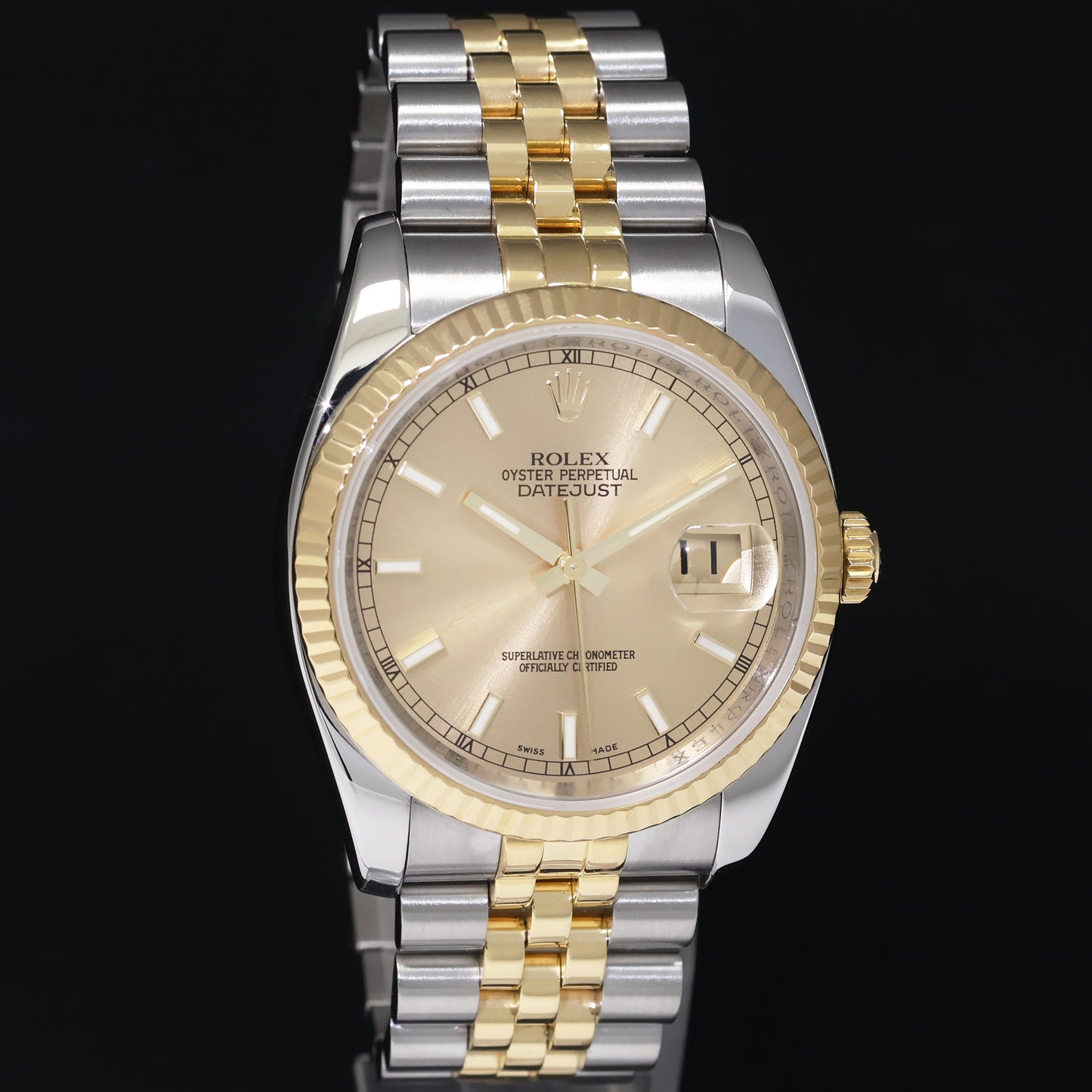 2015 MINT Rolex DateJust Jubilee Two Tone Gold Champagne 116233 Watch Box