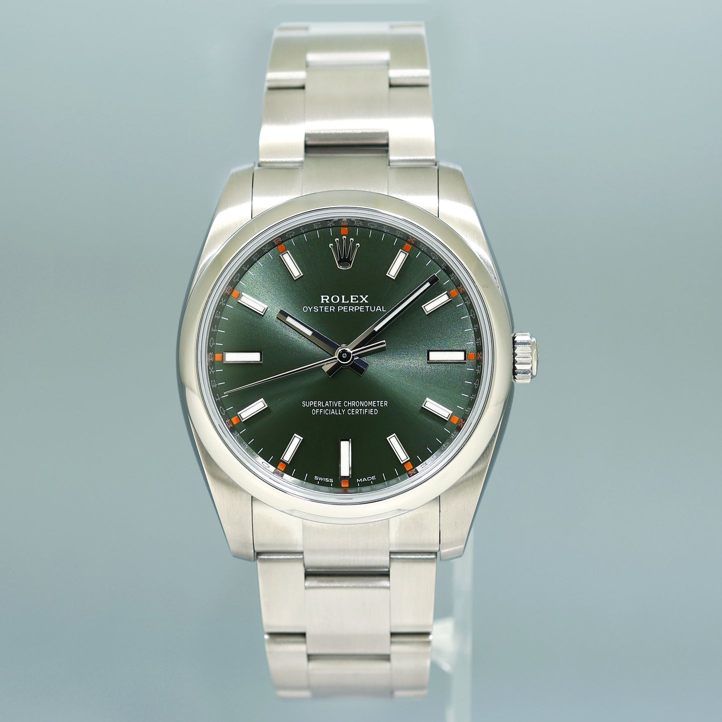 2019 PAPERS MINT Rolex Oyster Perpetual 34mm Green Oyster 114200 Watch Box
