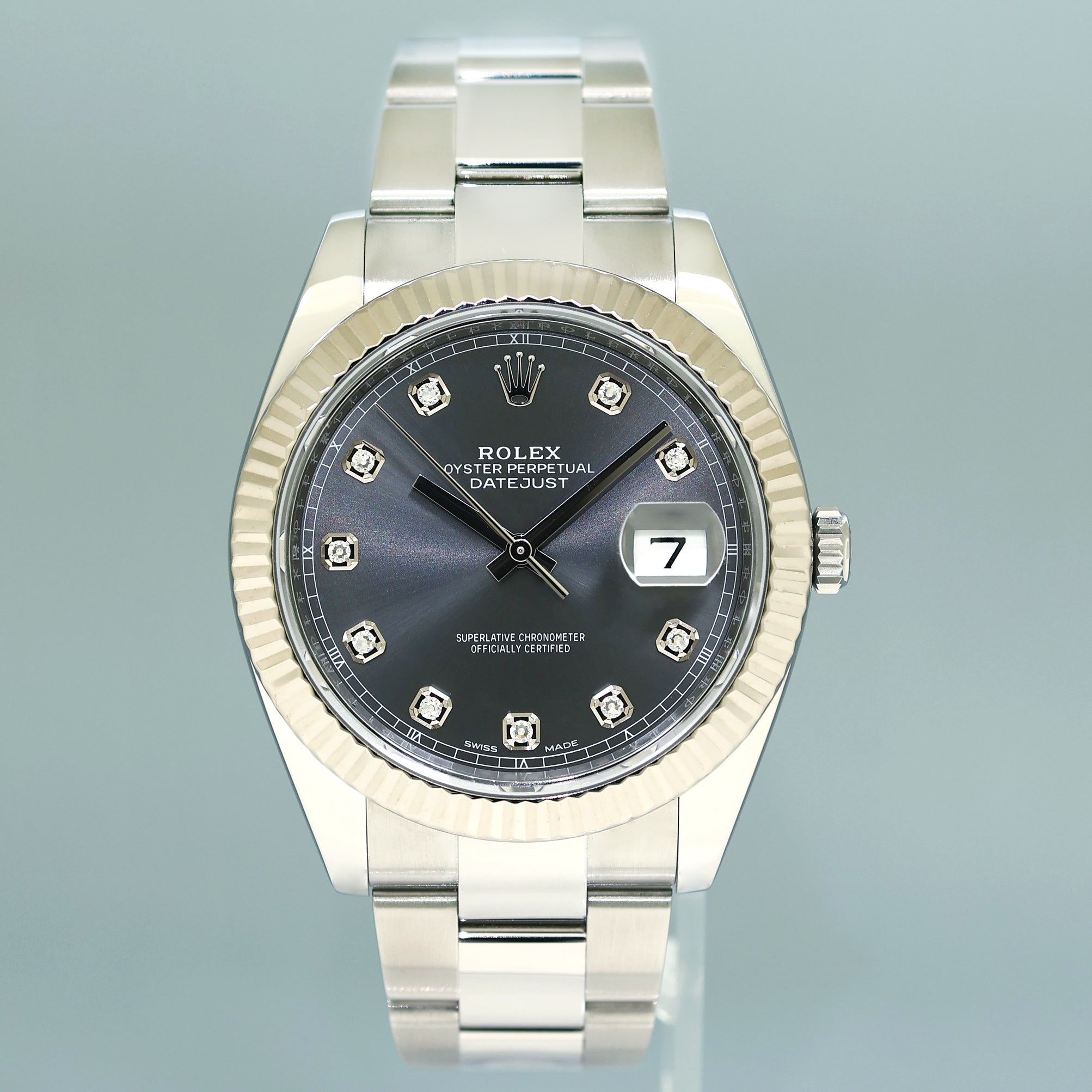 MINT Rolex DateJust 41 126334 Oyster Rhodium Diamond White Gold Fluted Watch