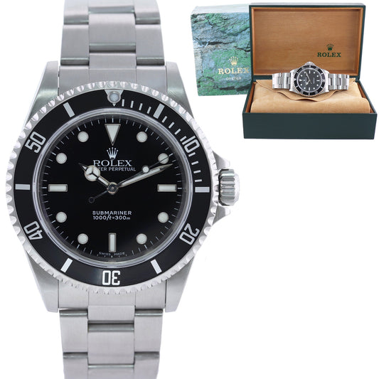 MINT 2000 Rolex Submariner No-Date 2 line dial 14060 Steel Black 40mm Watch Box