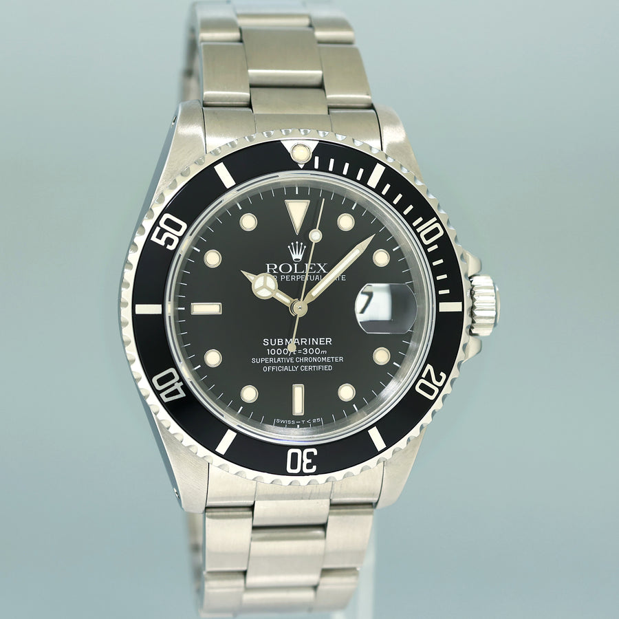 MINT Rolex Submariner Date Tritium 16610 Steel Black 40mm Oyster Watch Box