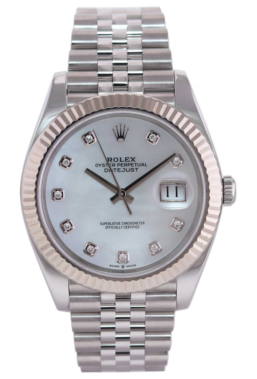2021 MINT Rolex DateJust 41 126334 Jubilee MOP Pearl Diamond White Gold Watch
