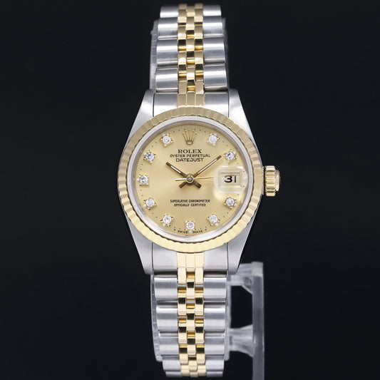 MINT Ladies Rolex DateJust 69173 Two Tone Diamond Gold Jubilee 26mm Watch