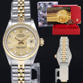 MINT Ladies Rolex DateJust 69173 Two Tone Diamond Gold Jubilee 26mm Watch