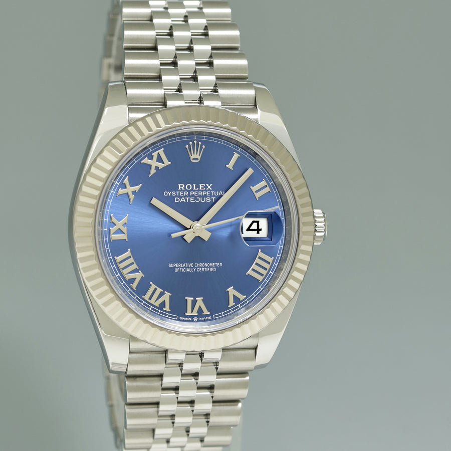 2022 MINT Rolex 126334 DateJust 41 41mm Blue Roman Jubilee Fluted Watch Box