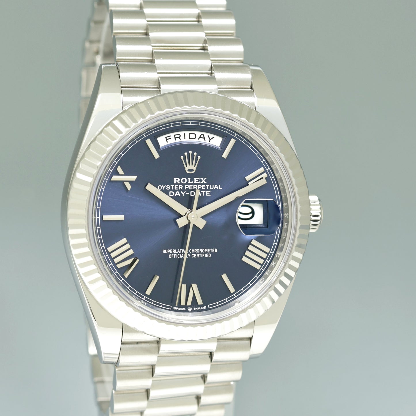 2024 NEW Rolex Platinum President Blue Roman Day Date 40mm 228236 Watch Box