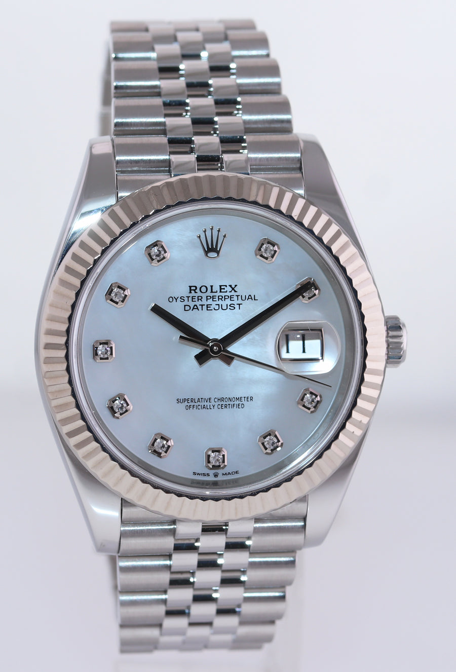 2021 MINT Rolex DateJust 41 126334 Jubilee MOP Pearl Diamond White Gold Watch