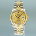 MINT Rolex DateJust 16233 Two Tone Yellow Gold Jubilee Champagne Diamond Watch