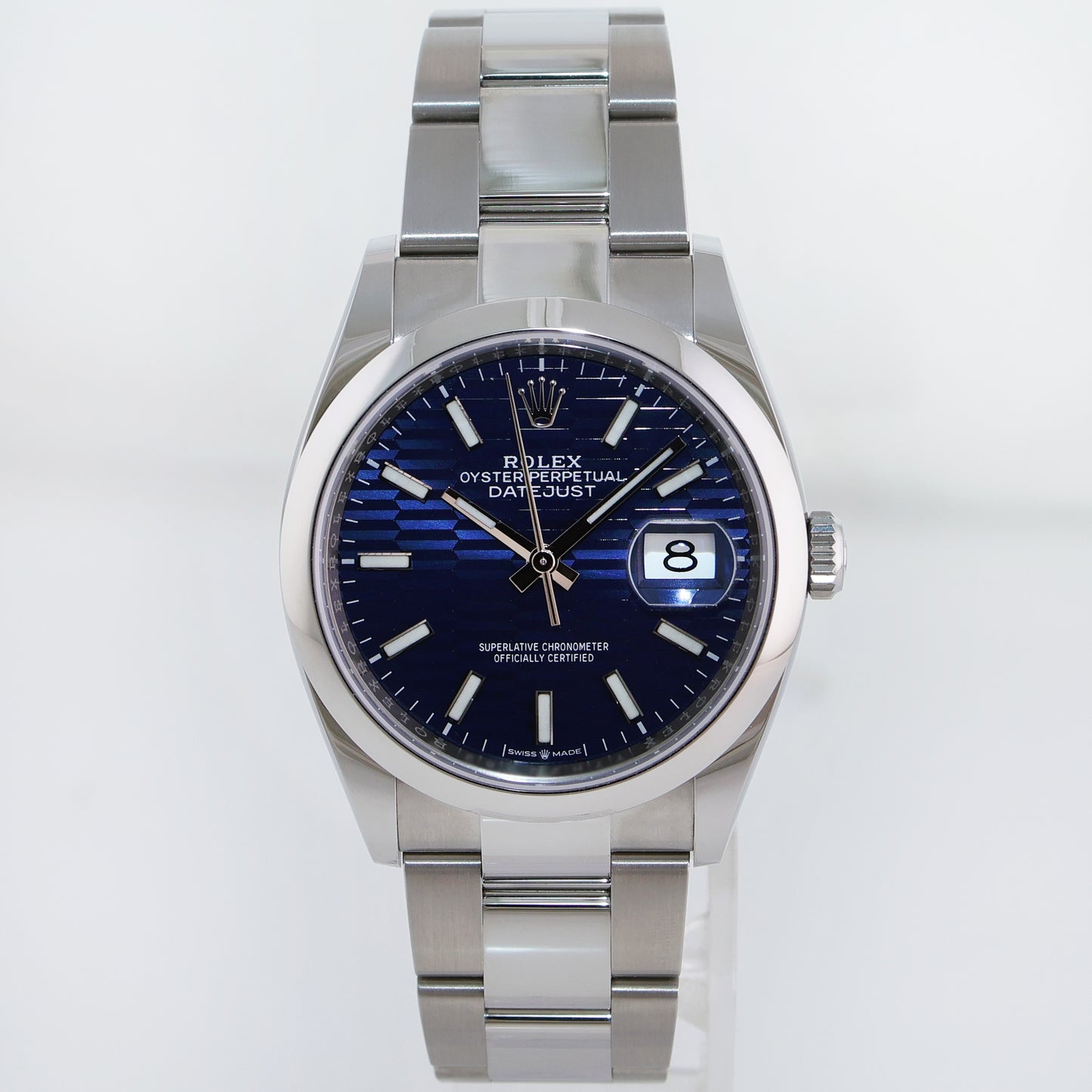 2022 NEW PAPERS Blue Motif Rolex DateJust 36mm 126200 Steel Oyster Band Watch Box