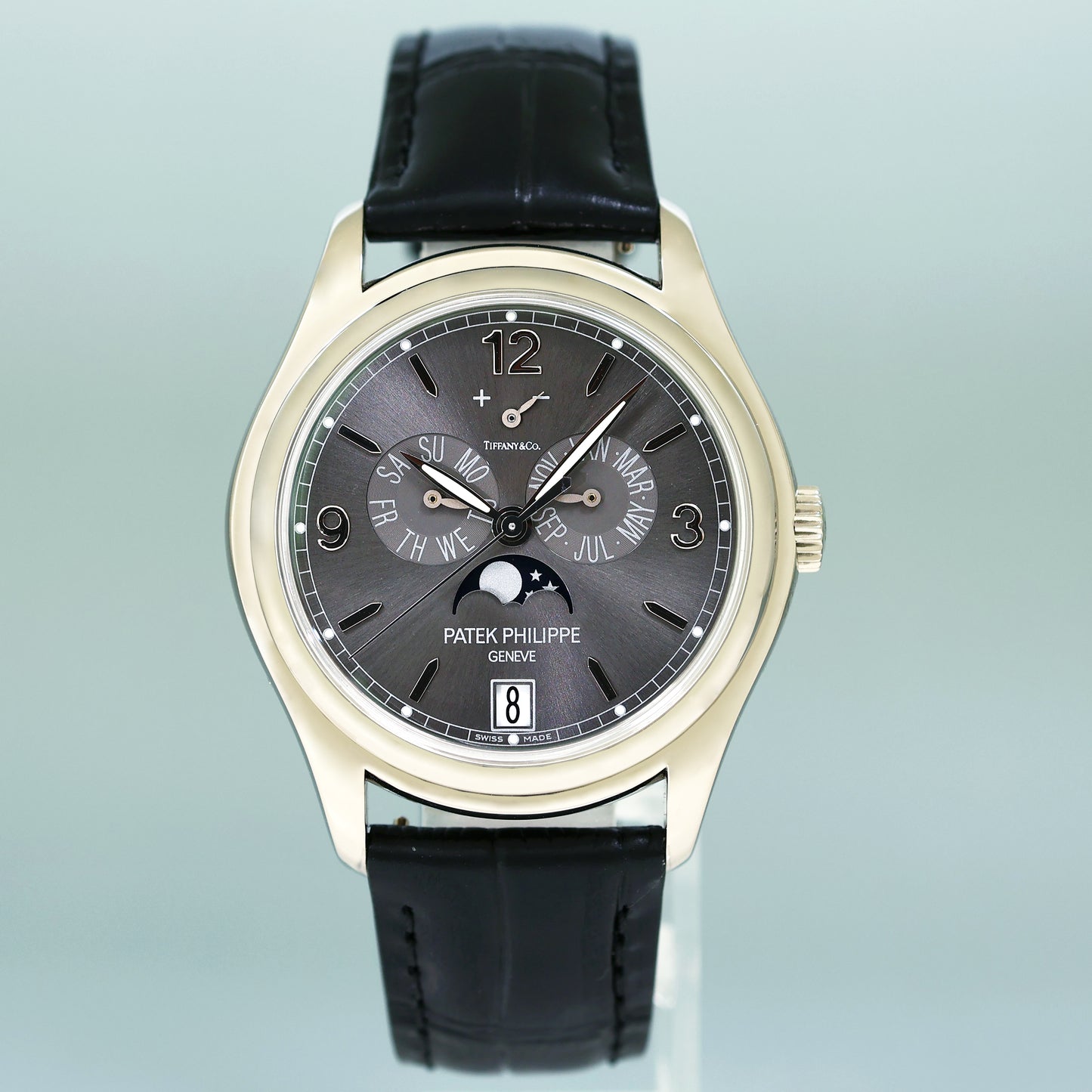 MINT Tiffany Grey Dial Patek Philippe 5146G White Gold Annual Calendar 39mm Moon Watch
