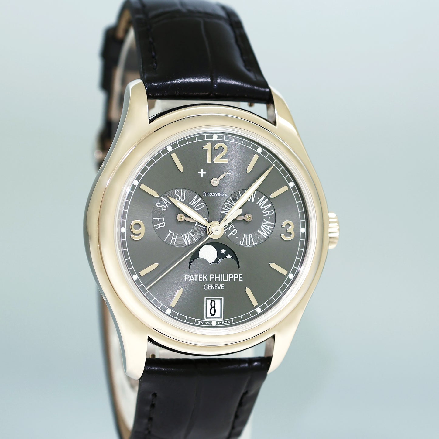 MINT Tiffany Grey Dial Patek Philippe 5146G White Gold Annual Calendar 39mm Moon Watch