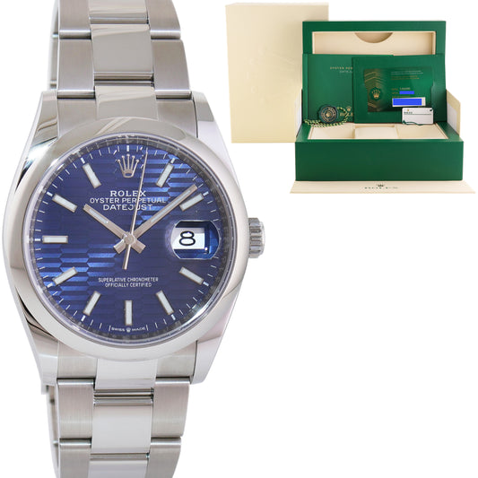 2022 NEW PAPERS Blue Motif Rolex DateJust 36mm 126200 Steel Oyster Band Watch Box