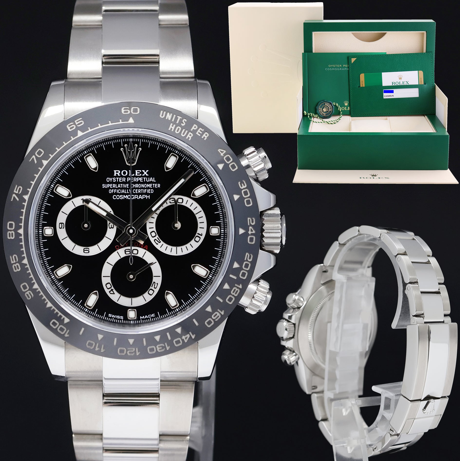 2019 MINT PAPERS Rolex Daytona 116500LN Black Ceramic Steel 40mm Watch