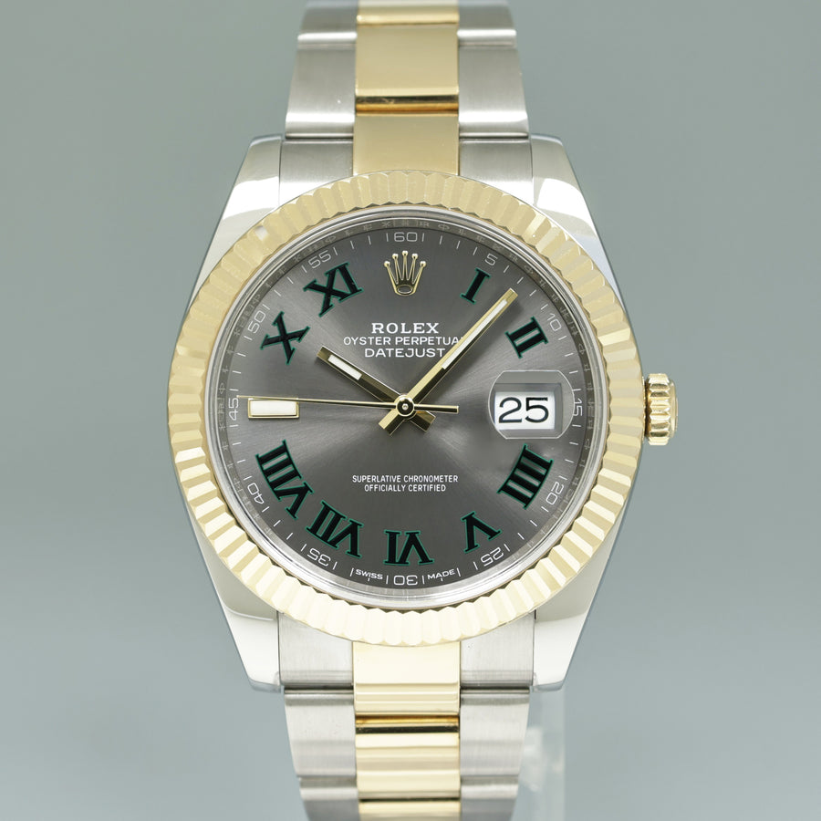 2020 MINT Rolex 126333 DateJust 41 Two Tone Gold Wimbledon Oyster Watch Box