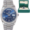 MINT 2020 Rolex Day Date 40mm White Gold President Blue Roman 228239 Watch Box