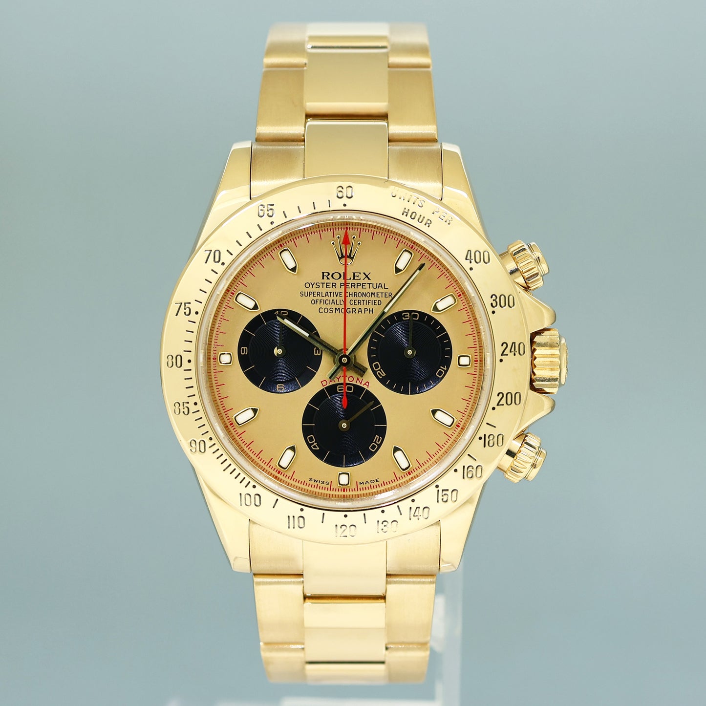 MINT Rolex Daytona 116528 Champagne Paul Newman 40mm Chrono Yellow Gold Watch