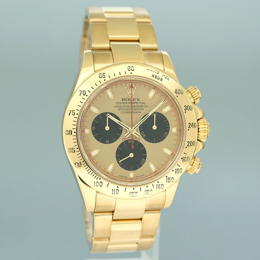 MINT Rolex Daytona 116528 Champagne Paul Newman 40mm Chrono Yellow Gold Watch