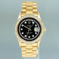 Rolex Day-Date President 18078 Bark Black Diamond Yellow Gold 36mm Quick Set Watch