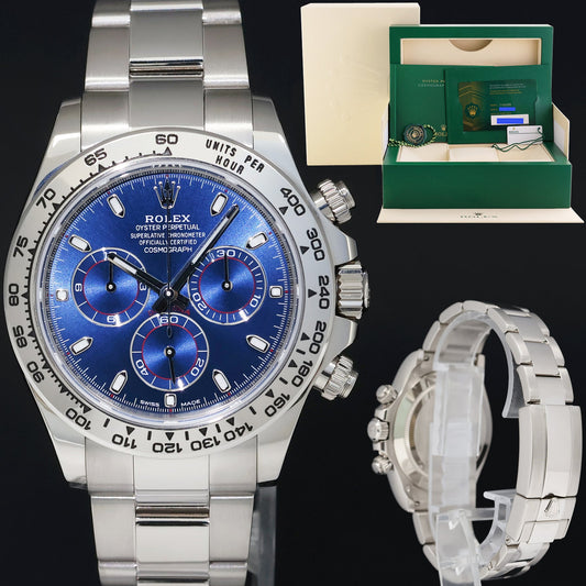 2021 NEW PAPERS Rolex Daytona Blue Dial Chrono 116509 Cosmograph White Gold Watch