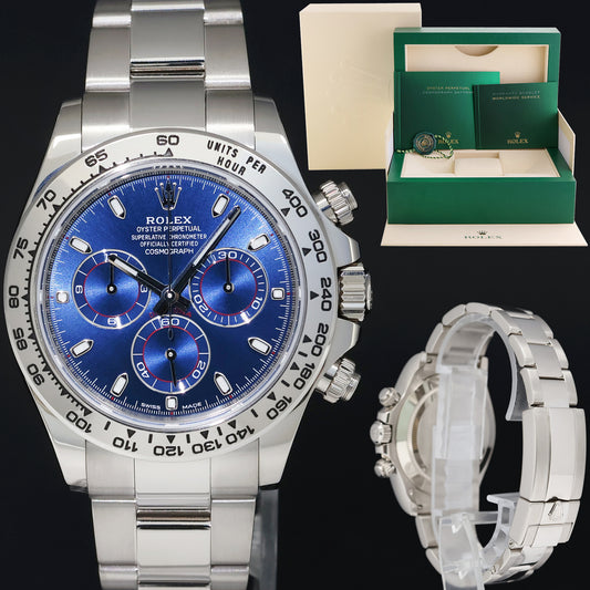 2020 MINT Rolex Daytona Blue Dial Chrono 116509 White Gold 40mm Watch Box