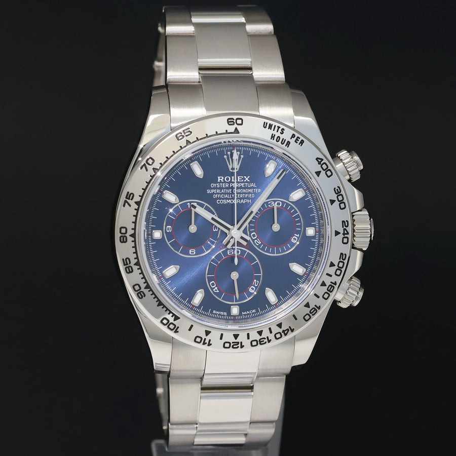 2023 NEW PAPERS Rolex Daytona Blue Dial Chrono 116509 Cosmograph White Gold Watch