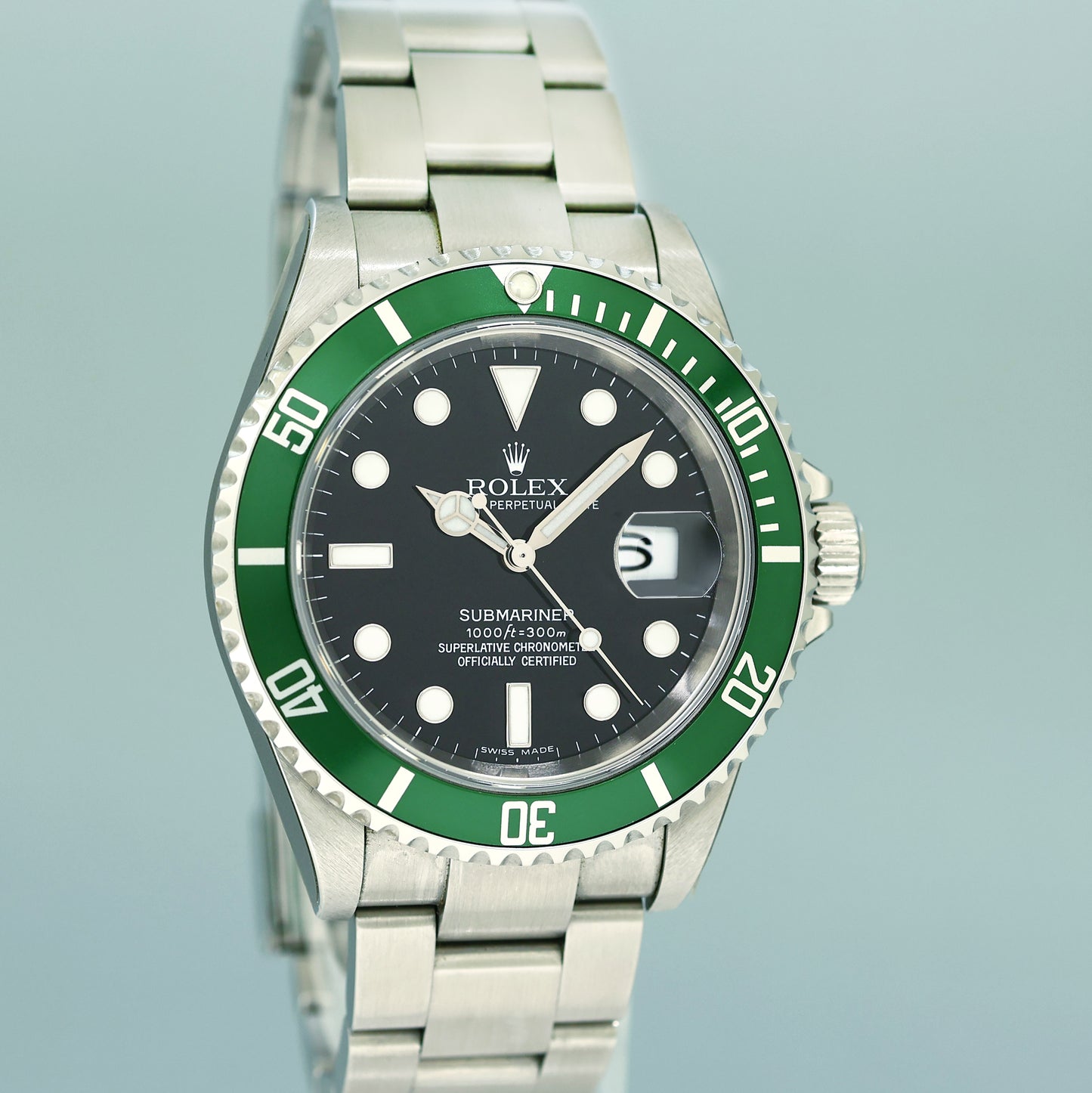 NEW 2006 PAPERS STICKERS Rolex 16610LV Rolex Green Submariner Kermit 40mm Watch